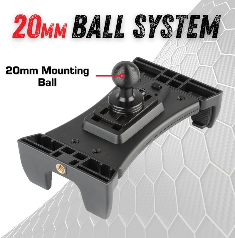 Bulletpoint Mounting Solutions Universal Tablet Mount for Truck Compatible with Apple iPad & Samsung Tablets - 20mm Integrated Ball with 7cm Matte Carbon Fiber + Kevlar Mounting Arm - Image 5
